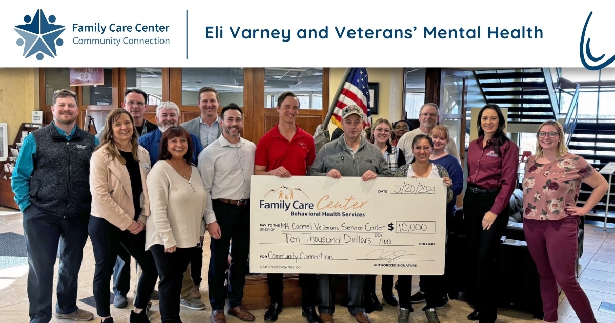 Group of people supporting Eli Varney and his partnership with Mt. Carmel Veterans Service Center.