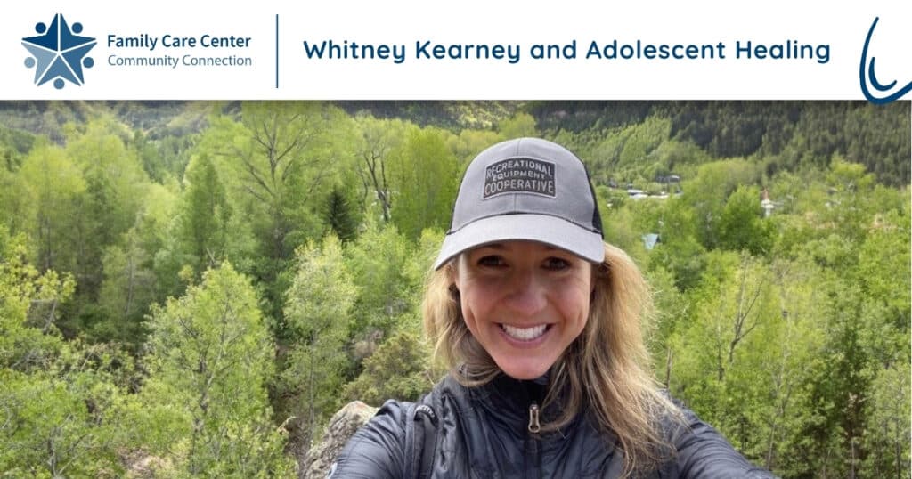 Female therapist, Whitney Kearney, spends time on a hike in Colorado.