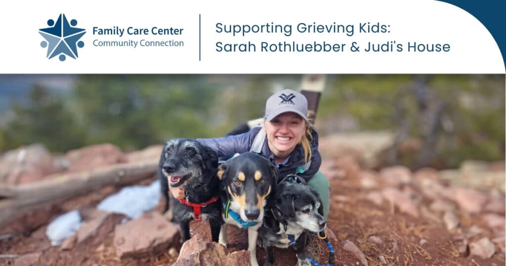 Photo of Sarah Rothluebber with her dogs, which she spends time with outside of being a therapist.