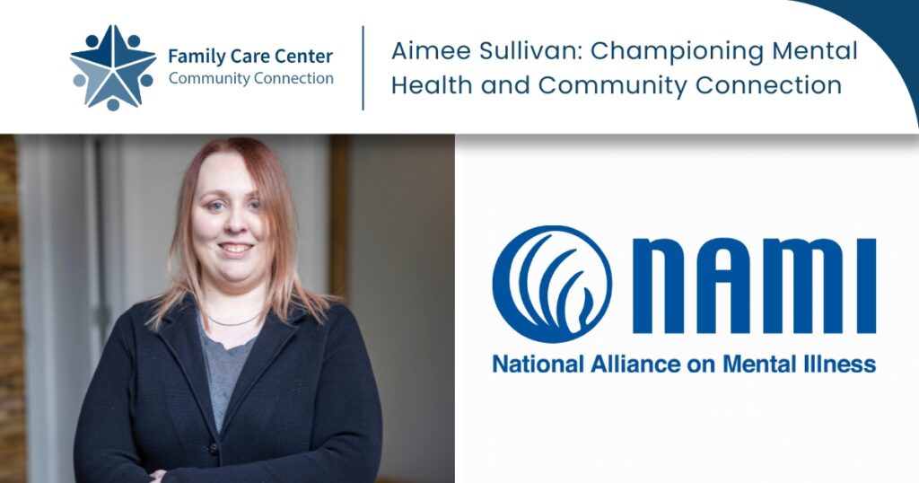 Photo of NAMI mental health champion Aimee Sullivan wearing a black blazer in her headshot.