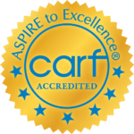 CARF accreditation badge for family care center