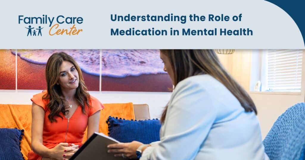 A patient discusses medication in her mental health treatment plan with her provider.