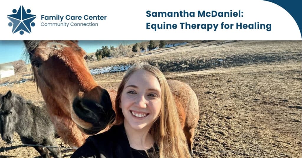 Samantha McDaniel volunteers to do equine therapy