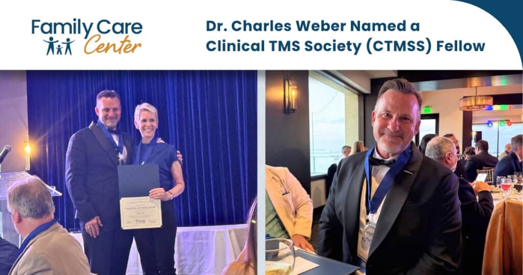 Dr. Charles Weber accepts a CTMSS Fellow award.