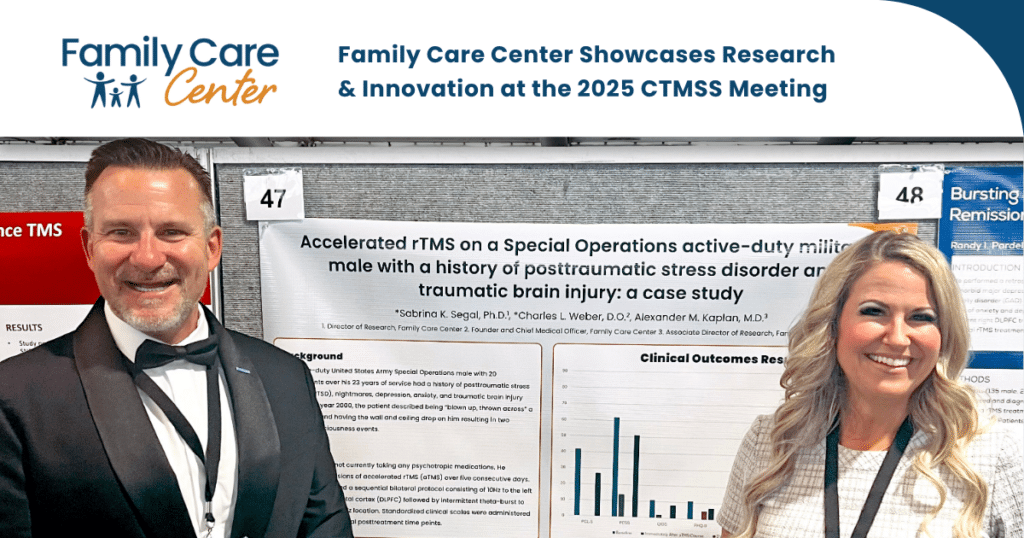Dr. Charles Weber and Dr. Sabrina Segal present their TMS research at the CTMSS event in San Diego.