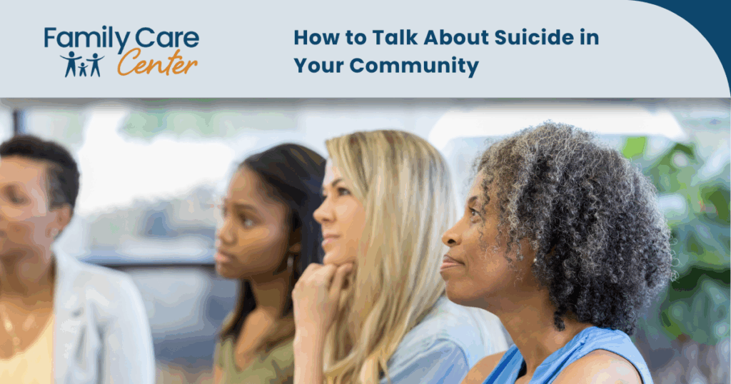 A mental health provider is talking to the community about suicide prevention.