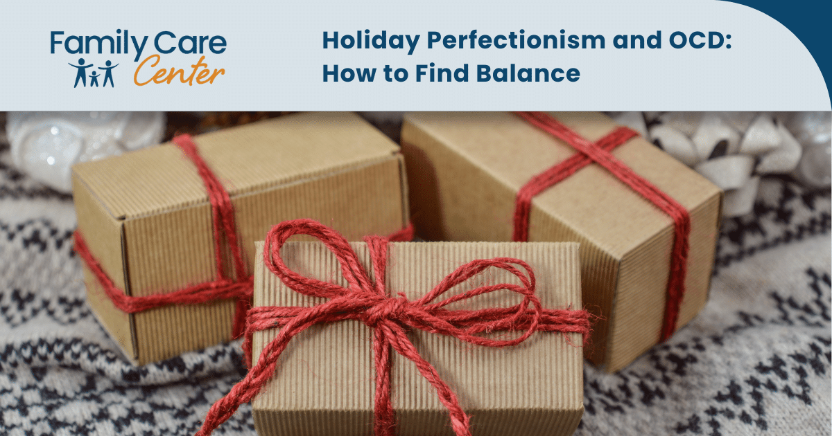 Image of wrapped holiday gifts, which can trigger holiday perfectionism