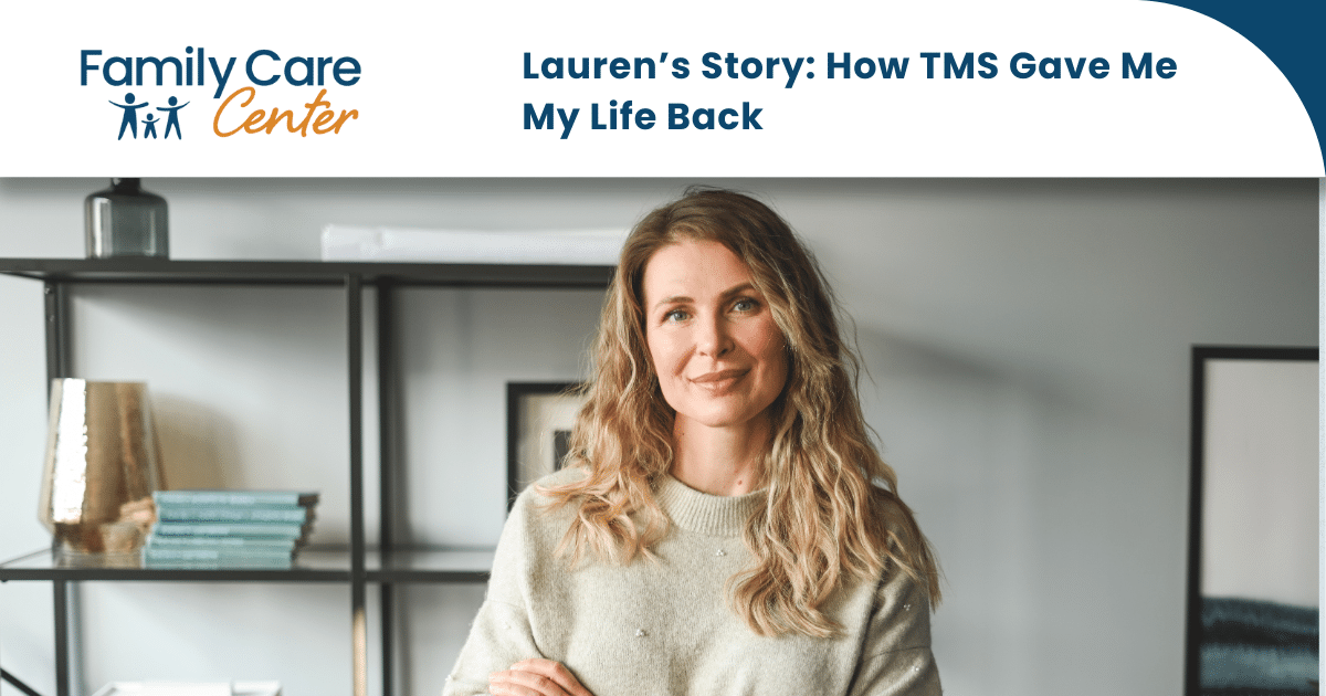 Lauren shares a hopeful smile after completing TMS at Family Care Center Tucson.