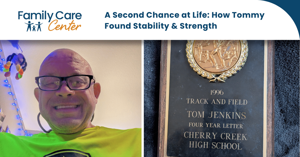 Photo of patient Tommy J and his track award