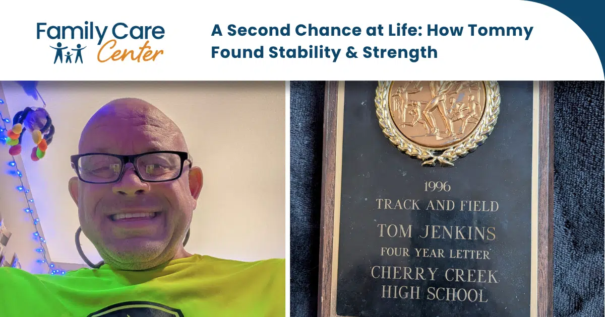 Photo of patient Tommy J and his track award